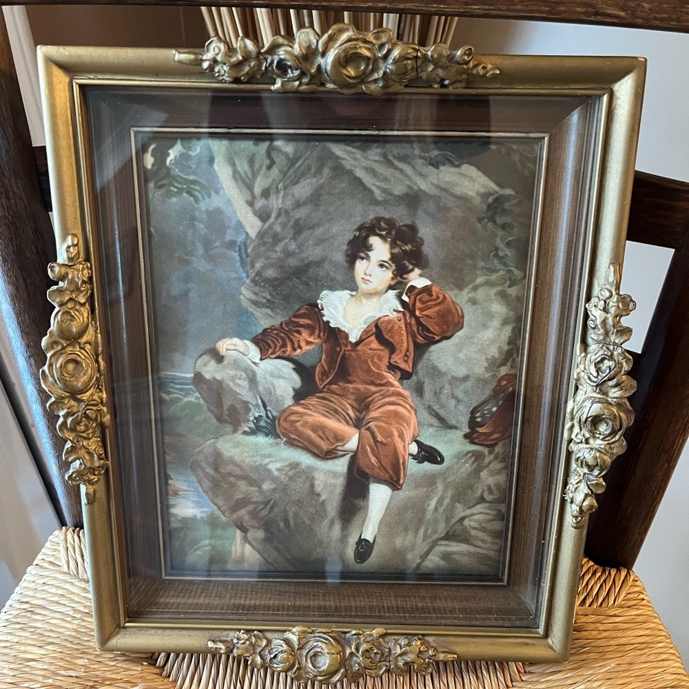 Vintage "The Red Boy" Framed Print Sir Thomas Lawrence Ornate Gilt Frame